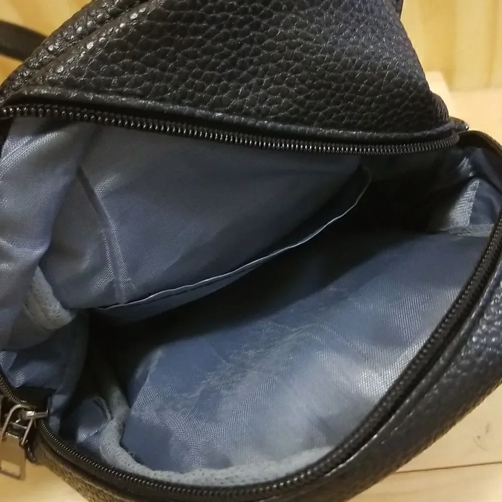 Mini Backpack Black Purse with Mouse Ears and Red Bow Vegan Leather